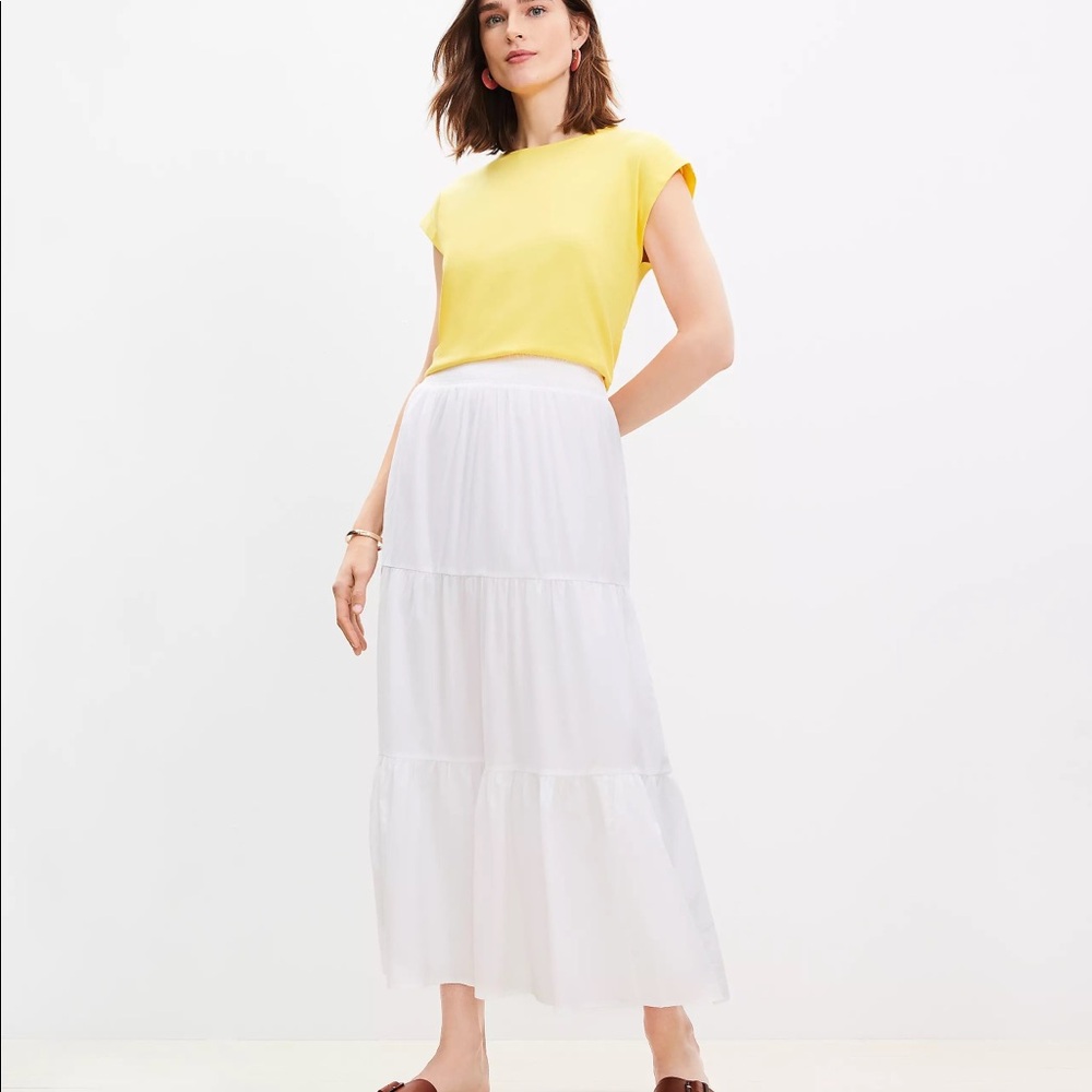 NWT White tiered midi skirt | LOFT